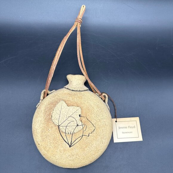 Vintage Wall Vase Jimmie Floyd Stoneware Pottery Leaf Clay Art 1970s Botanical - Picture 2 of 12